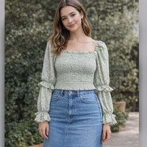 wild fable Cottagecore Smocked Blouse